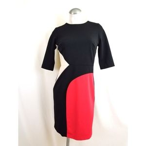 Sandra Darren Size 6 Colorblock Dress Midi